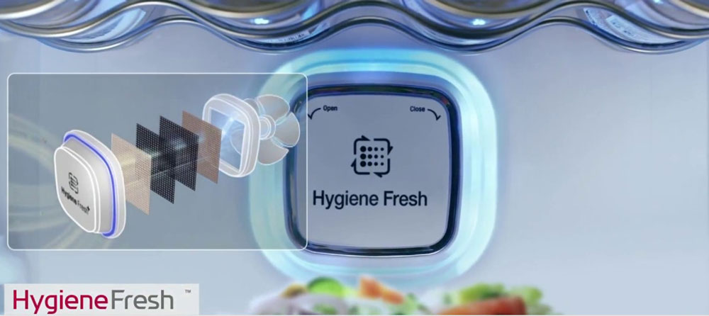 با فیلتر بهداشتی +Hygiene Fresh همیشه فضای داخلی یخچال ال جی X247 بهداشتی و تمیز خواهد بود