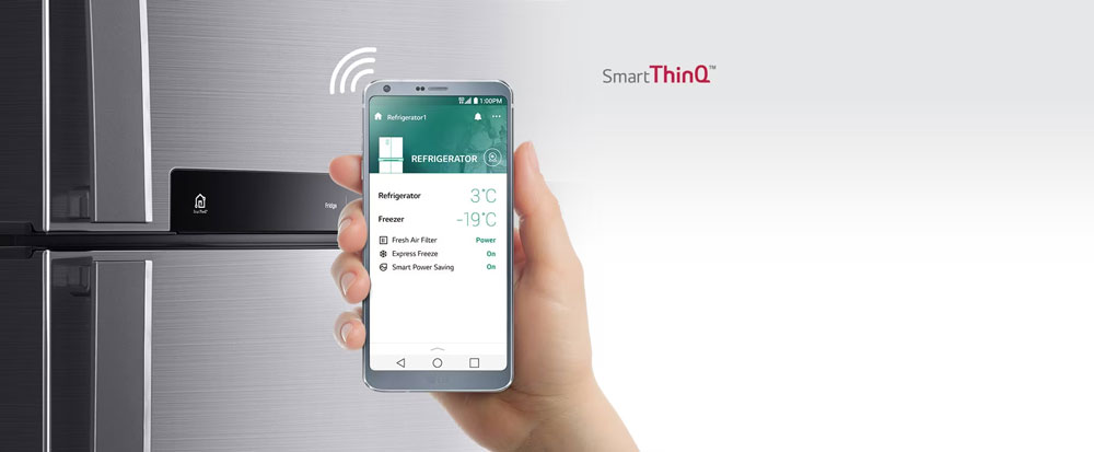 کنترل سریع و راحت یخچال فریزر بالا پایین ال جی 682 با تکنولوژی Smart ThinQ