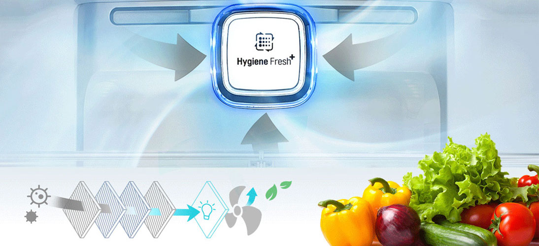 یخچال فریزر بالا پایین ال جی مدل 689 دارای فیلتر +Hygiene Fresh