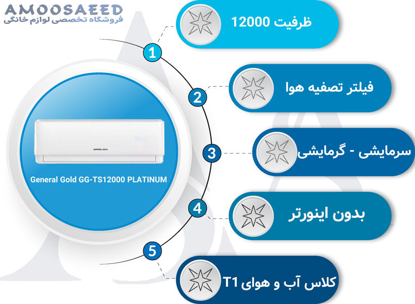 کولر گازی جنرال گلد 12000 پلاتینیوم