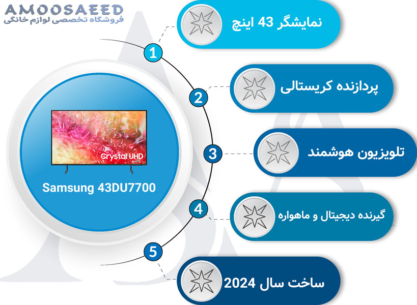 مشخصات تلویزیون سامسونگ 43 اینچ DU7700